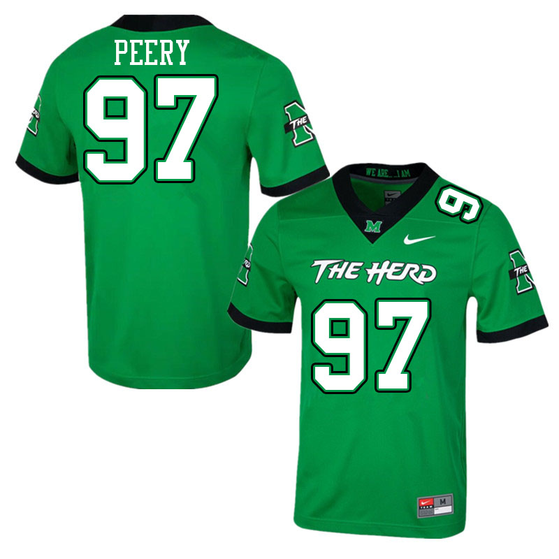 Men #97 Marco Peery Marshall Thundering Herd College Football Jerseys Stitched Sale-Green - Click Image to Close